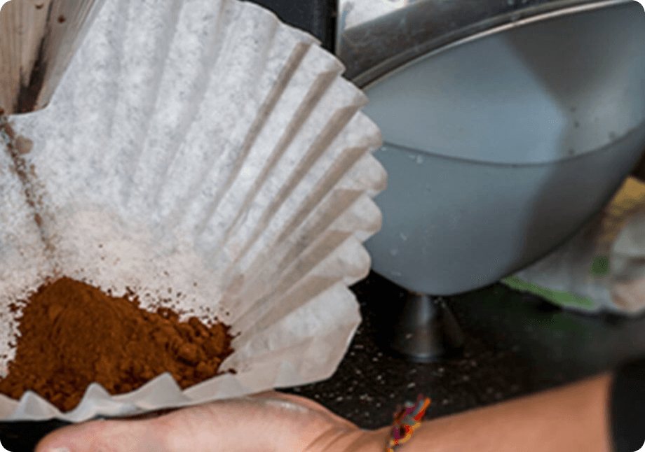 Ground coffee in a filter.